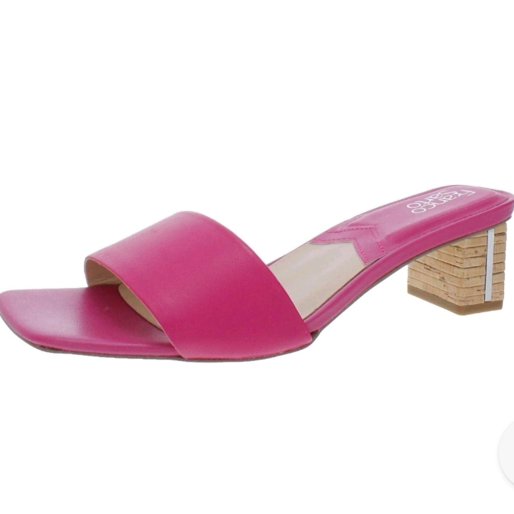 Franco Sarto Womens Cruella Leather Slip On Slide Sandals Hot Pink, Size 10, EUC
